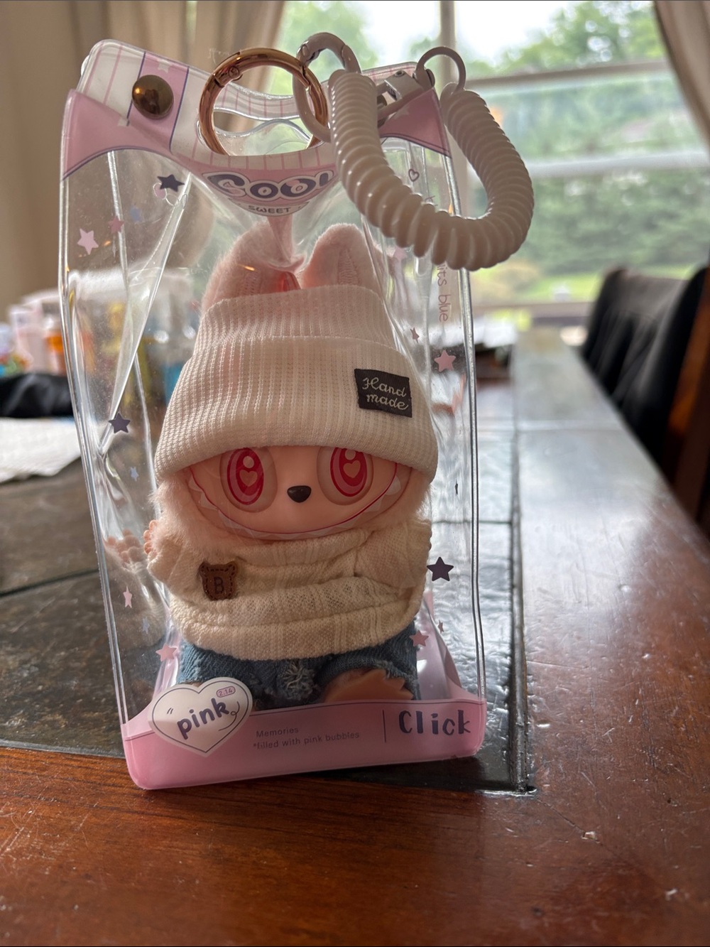 Kawaii Plush Doll in Pink Clear Carry Case - Cute Pink Collectible